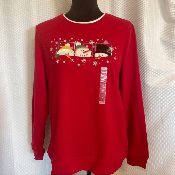 Breckenridge Red Christmas Snowman Pull Over Sweatshirt Size Medium NWT - Picture 1 of 7